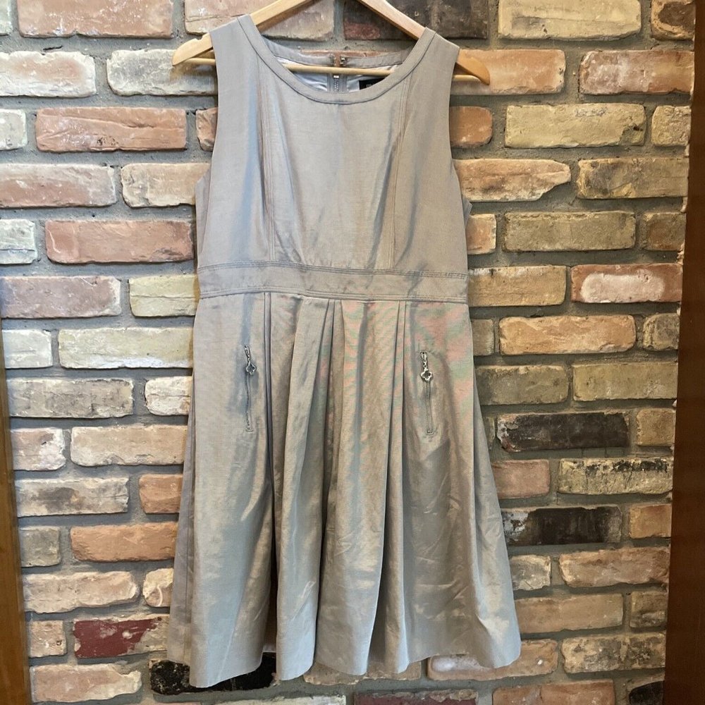 Pink Tartan Gray Silver Taffeta Sleeveless Fit & Flare Dress Nwt 10 Mrsp $475